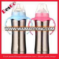 18/8 food grade 180ml double wall stainless steel baby feeding bottle with handle