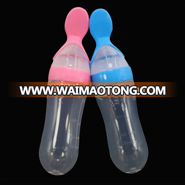 infent babyitem silicone feeding bottle with soft spoon Squeezing Feeding Spoon for baby